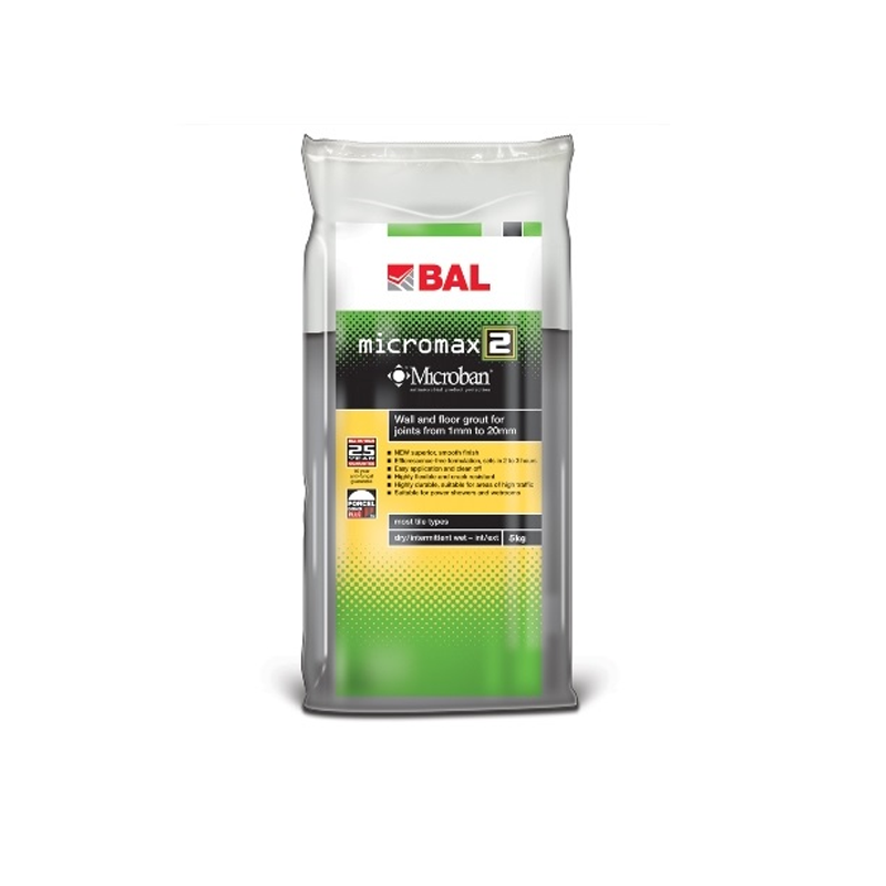 BAL Micromax 2 Flexible Wall & Floor Grout With Microban 5kg (Choice of Colours)